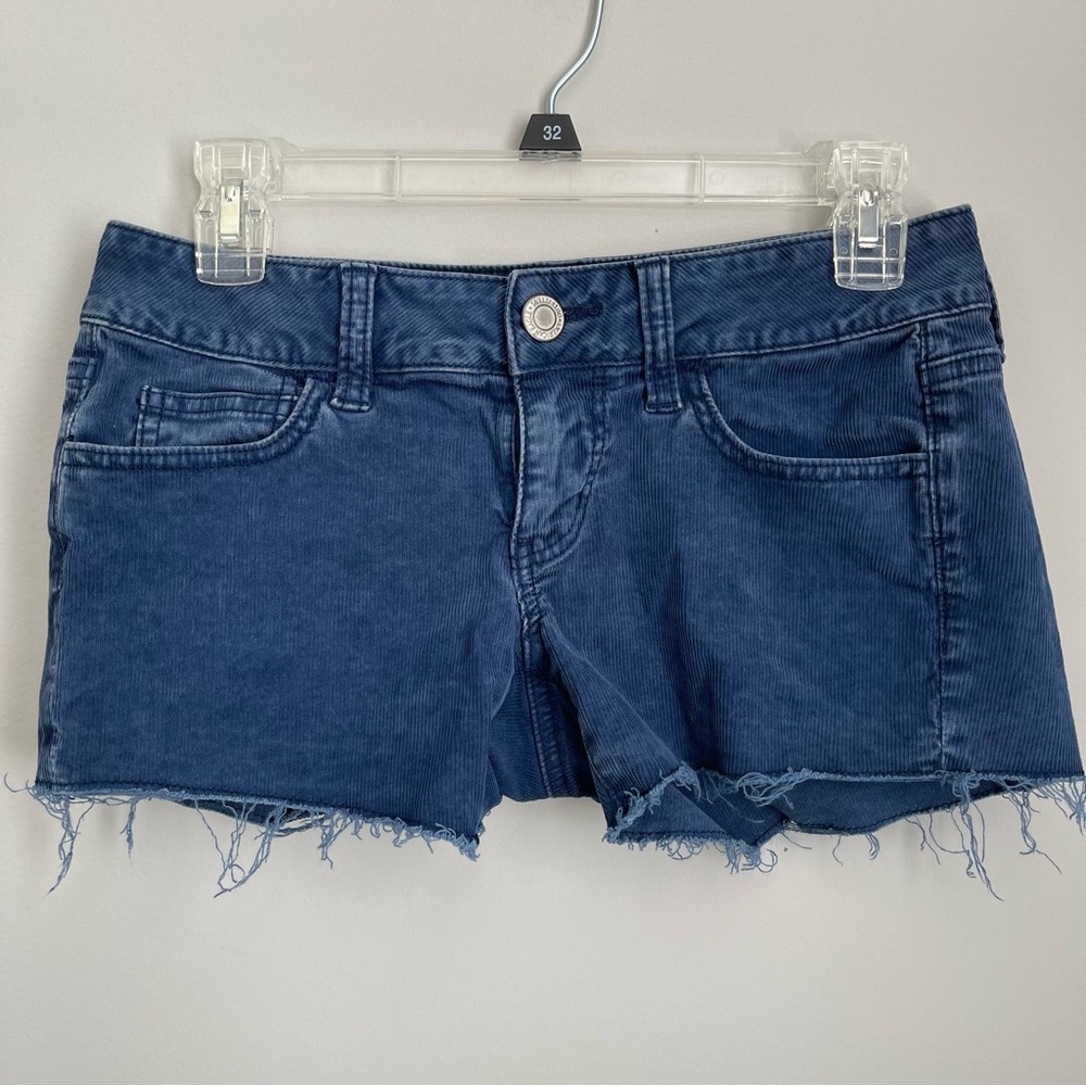 American Eagle Stretch Blue Corduroy Shorts 2